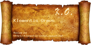 Klementis Ormos névjegykártya